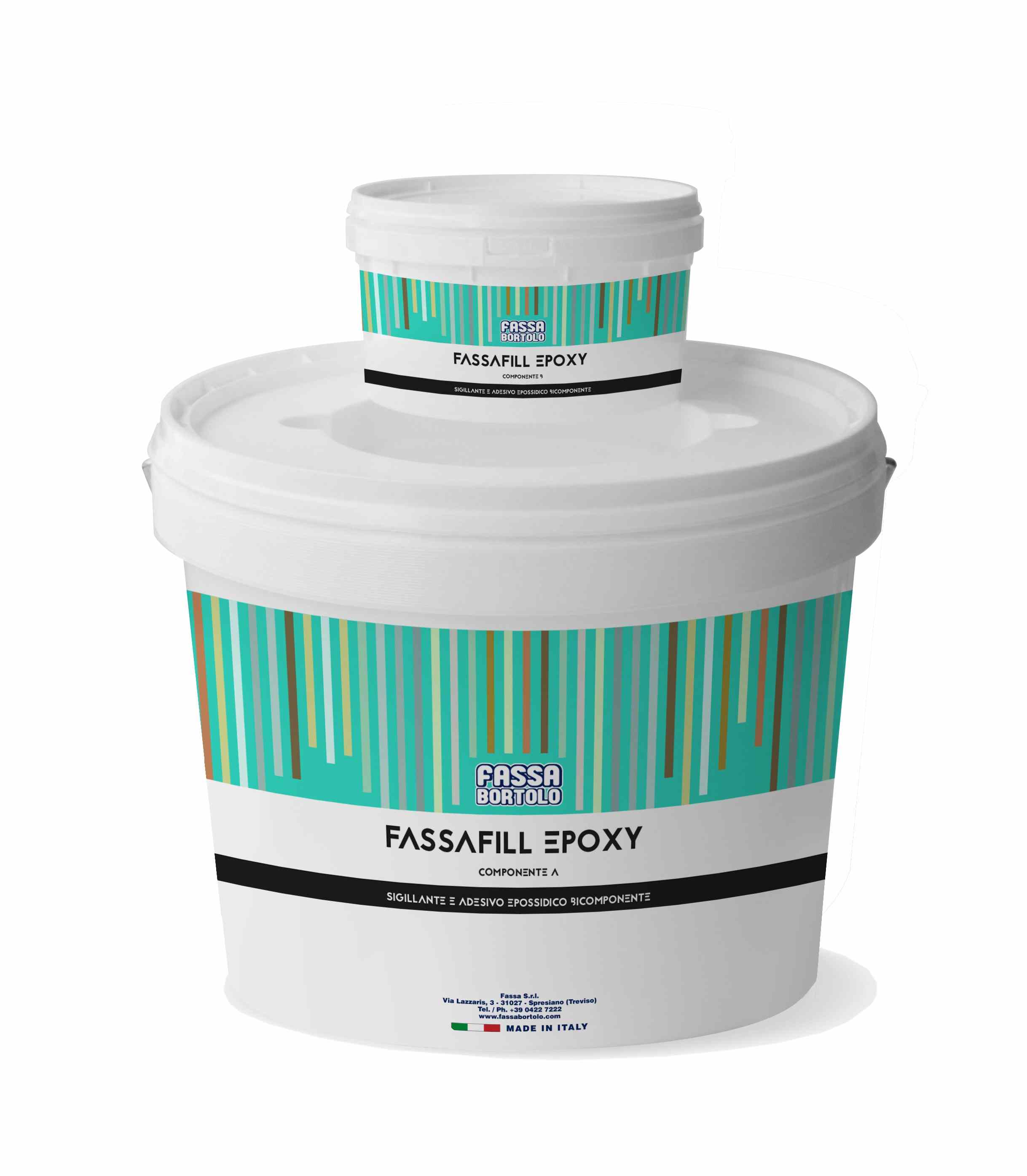 FASSAFILL EPOXY: Sigillante decorativo e adesivo epossidico antiacido colorato bicomponente, per fughe da 1 a 10 mm